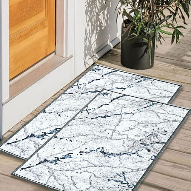 Grey Marble 3D Anti-Slip Multipurpose Door Mats | Set of 2 | 24 x 16 inches