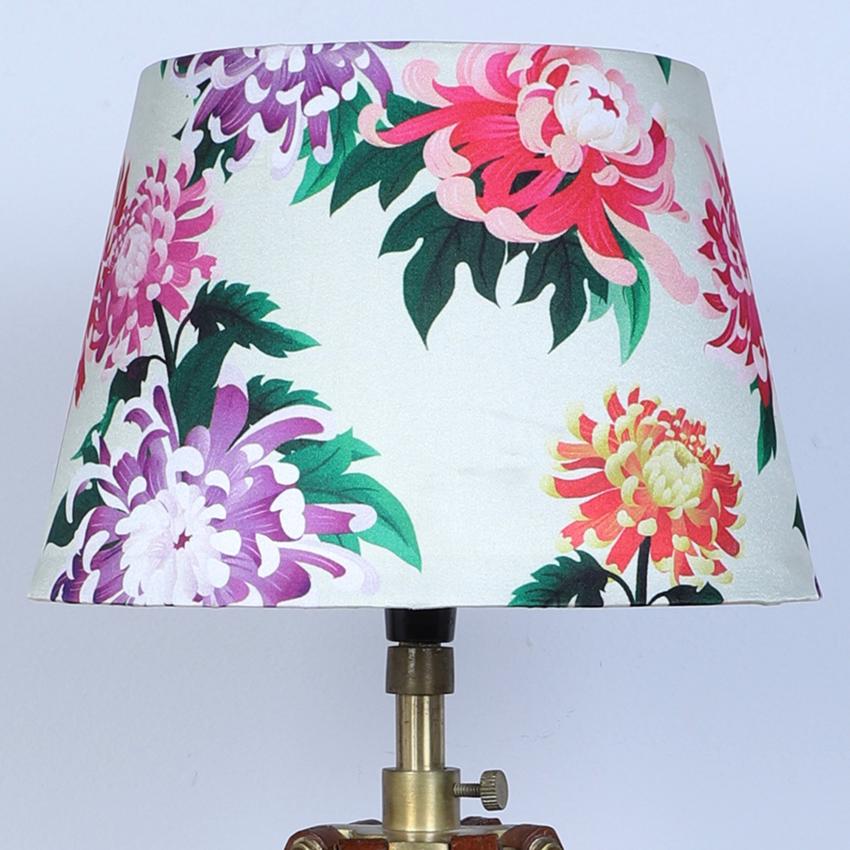 Vintage Tripod Carnation Print with Satin Shade Design Wooden Table Lamp | 10 x 21 inches