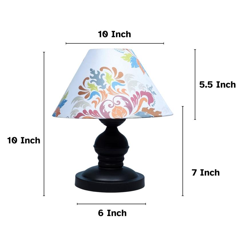 Urban Radiance English Oak Print with Satin Shade Design Black Table Lamp | 10 x 10 inches