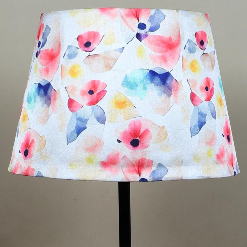 Sleek Spark Flower Print with Satin Shade Design Black Table Lamp | 10 x 18 inches