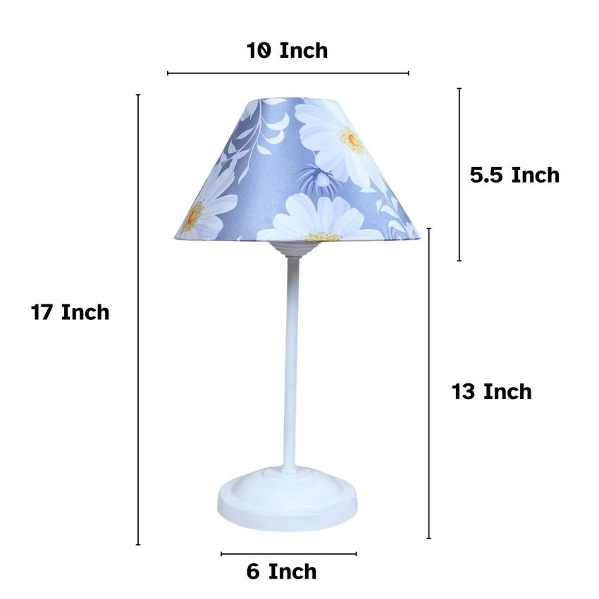 Radiant Aura Narcissus Floral Print with Satin Shade Design Metal Table Lamp | 10 x 17 inches