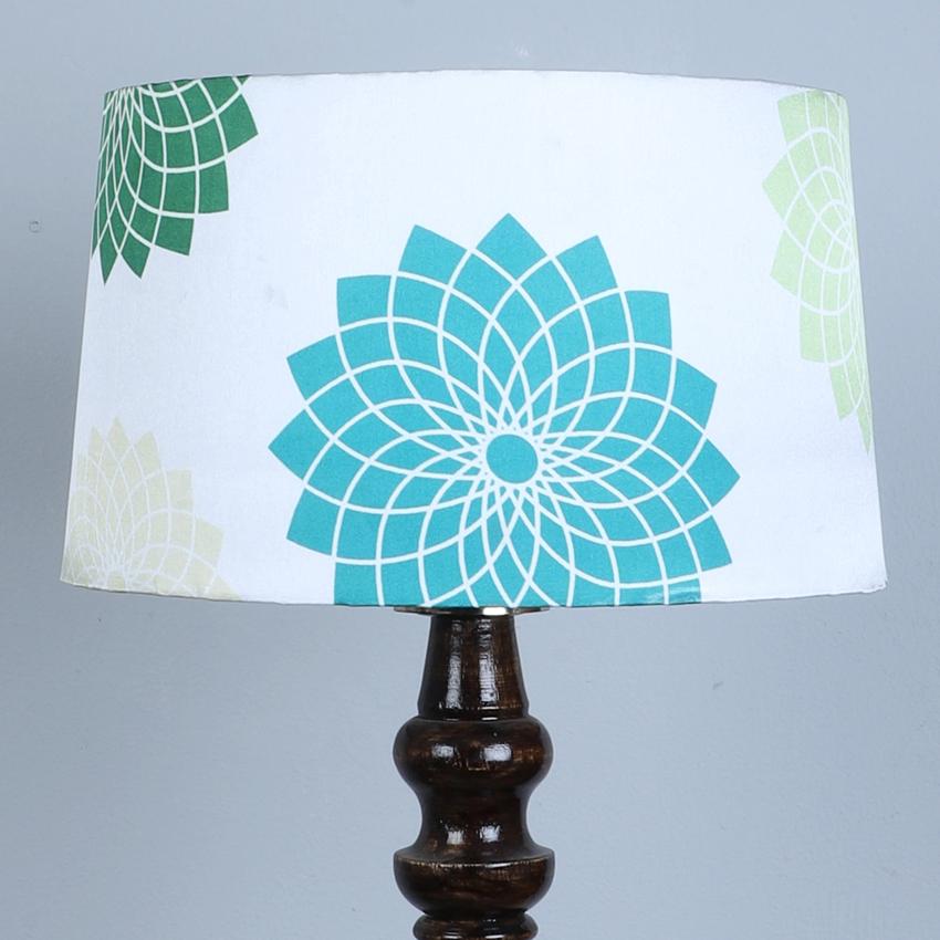 Classic Vintage Dahlia Floral Print with Satin Shade Design Wooden Base Floor Lamp | 12 x 54 inches