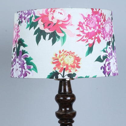 Classic Vintage Carnation Print with Satin Shade Design Wooden Base Floor Lamp | 12 x 54 inches