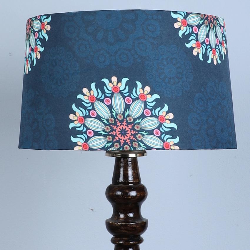 Classic Vintage French Floral Print with Satin Shade Design Wooden Base Floor Lamp | 12 x 54 inches