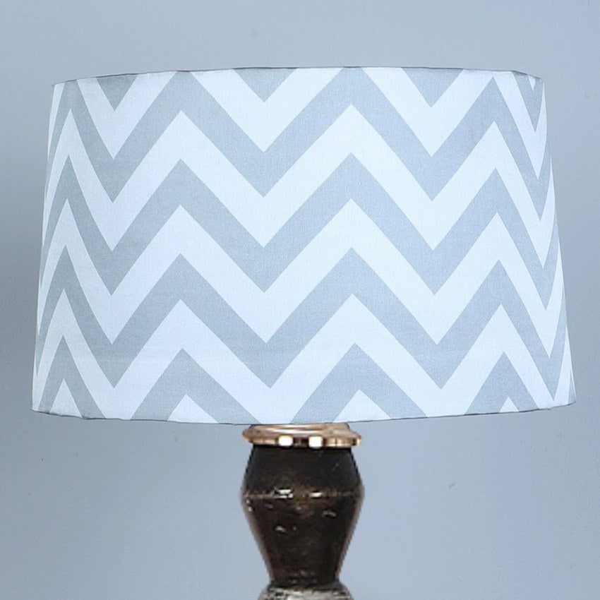 Classic Maze Print with Satin Shade Design Wooden Base Floor Lamp | 12 x 54 inches