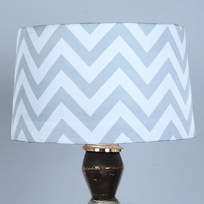 Classic Maze Print with Satin Shade Design Wooden Base Floor Lamp | 12 x 54 inches