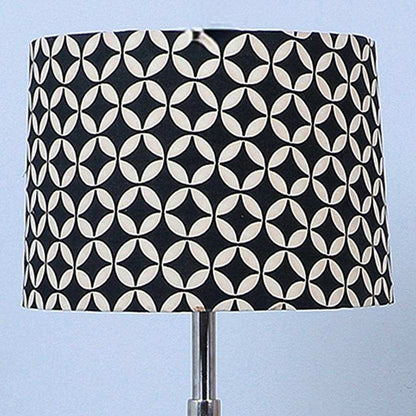 Vintage Geometric Print with Satin Shade Tripod Design Wooden Base Floor Lamps | 24 x 24 x 56 inches