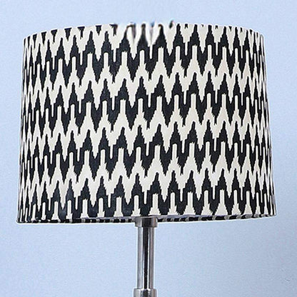 Vintage Chevron Print with Satin Shade Tripod Design Wooden Base Floor Lamps | 24 x 24 x 56 inches