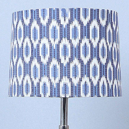 Vintage Ikkat Print with Satin Shade Tripod Design Wooden Base Floor Lamps | 24 x 24 x 56 inches