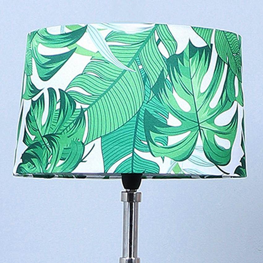 Vintage Palm Print with Satin Shade Tripod Design Wooden Base Floor Lamps | 24 x 24 x 56 inches