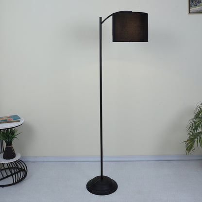 Modern Black with Cotton Shade Lamppost Style Design Floor Lamps | 15 x 66 inches