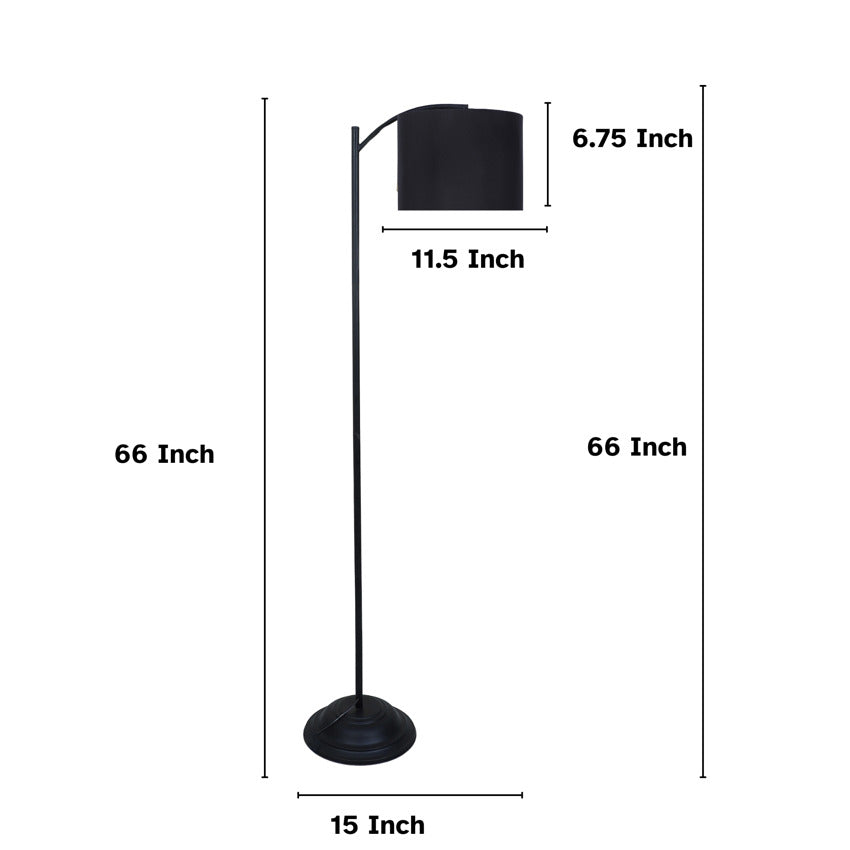 Modern Black with Cotton Shade Lamppost Style Design Floor Lamps | 15 x 66 inches