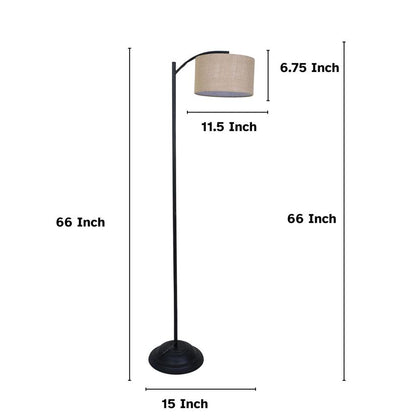 Modern Beige with Jute Shade Lamppost Style Design Floor Lamps | 15 x 66 inches