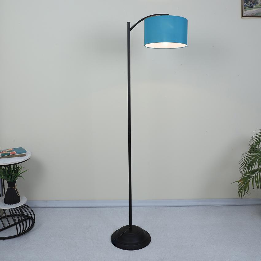 Modern Aqua with Cotton Shade Lamppost Style Design Floor Lamps | 15 x 66 inches