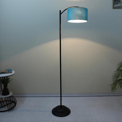 Modern Aqua with Cotton Shade Lamppost Style Design Floor Lamps | 15 x 66 inches