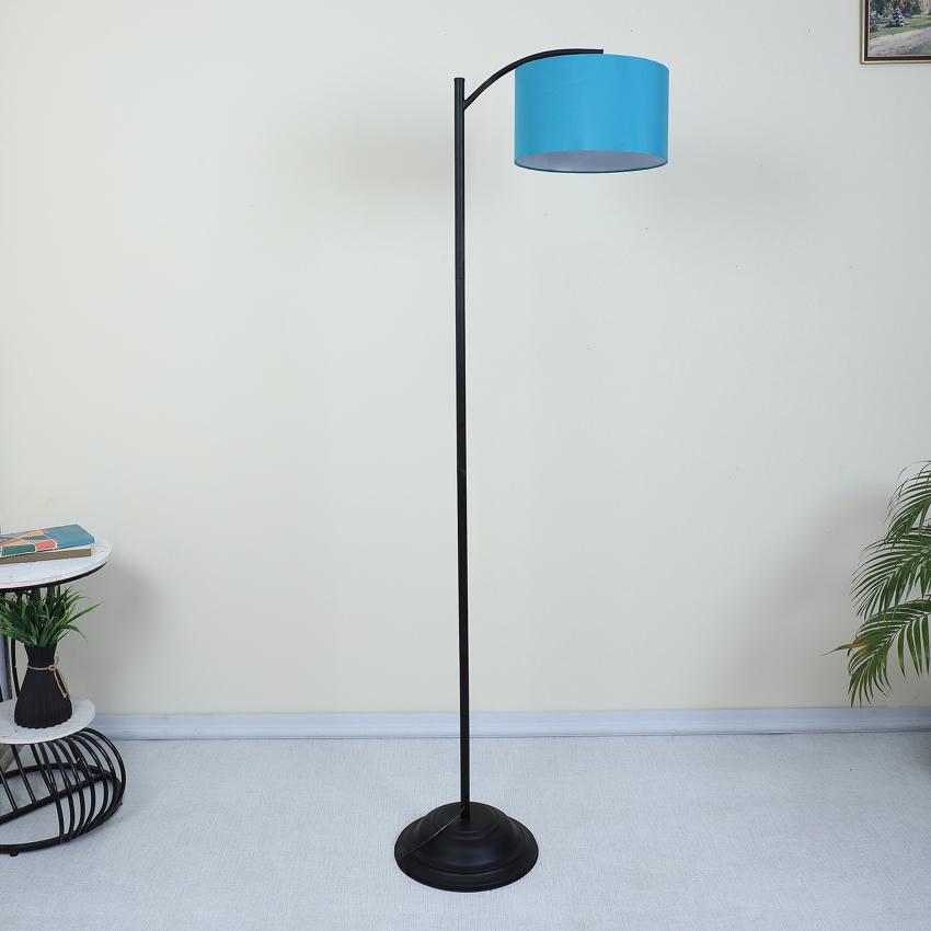 Modern Aqua with Cotton Shade Lamppost Style Design Floor Lamps | 15 x 66 inches