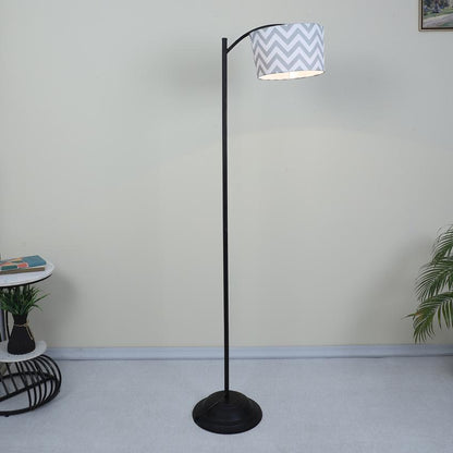 Modern Maze Print with Satin Shade Lamppost Style Design Floor Lamps | 15 x 66 inches