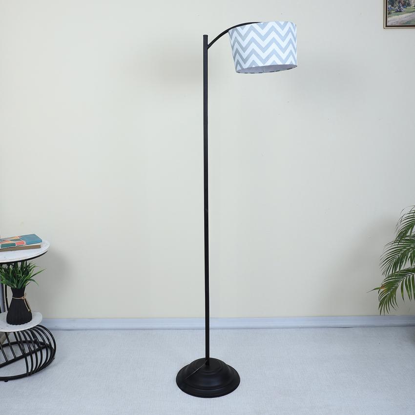 Modern Maze Print with Satin Shade Lamppost Style Design Floor Lamps | 15 x 66 inches