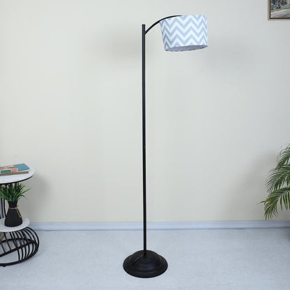 Modern Maze Print with Satin Shade Lamppost Style Design Floor Lamps | 15 x 66 inches