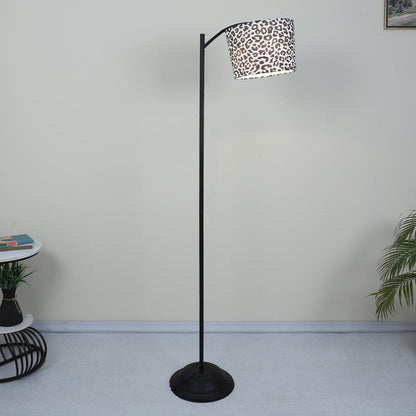 Modern Leopard Print with Satin Shade Lamppost Style Design Floor Lamps | 15 x 66 inches