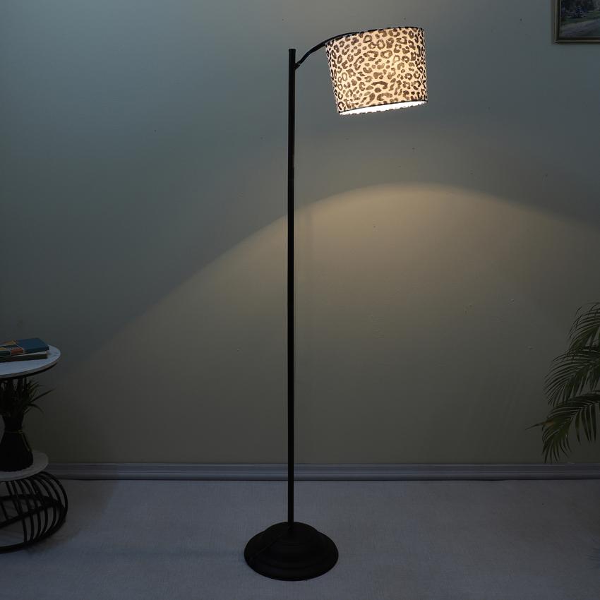 Modern Leopard Print with Satin Shade Lamppost Style Design Floor Lamps | 15 x 66 inches