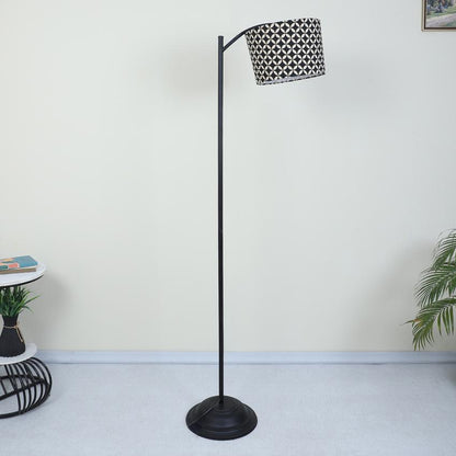 Modern Geometric Print with Satin Shade Lamppost Style Design Floor Lamps | 15 x 66 inches