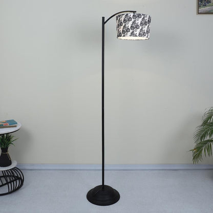 Modern Filigree Print with Satin Shade Lamppost Style Design Floor Lamps | 15 x 66 inches