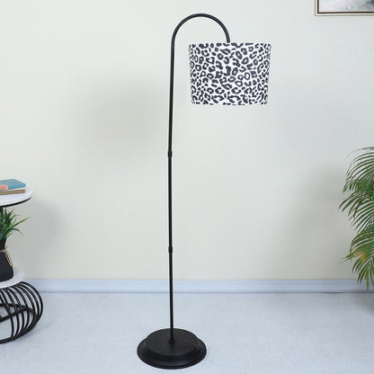 Modern Leopard Print with Satin Shade Downlighter Design Iron Base Floor Lamps | 15 x 53 inches