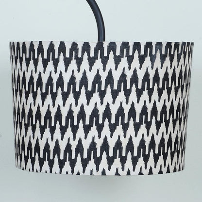 Modern Chevron Print with Satin Shade Downlighter Design Iron Base Floor Lamps | 15 x 53 inches