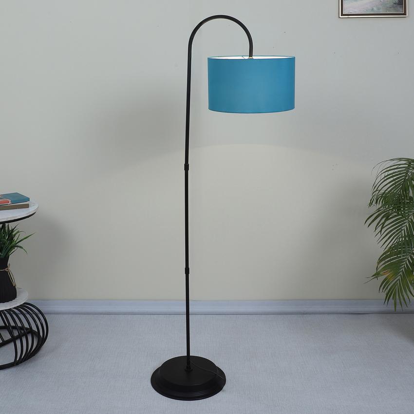 Modern Aqua with Satin Shade Downlighter Design Iron Base Floor Lamps | 15 x 53 inches