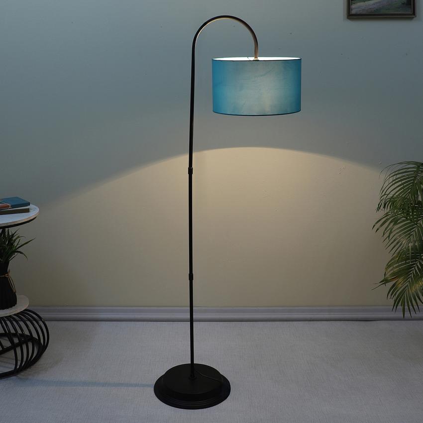 Modern Aqua with Satin Shade Downlighter Design Iron Base Floor Lamps | 15 x 53 inches