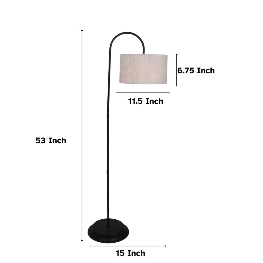 Modern White with Cotton Shade Downlighter Design Iron Base Floor Lamps | 15 x 53 inches