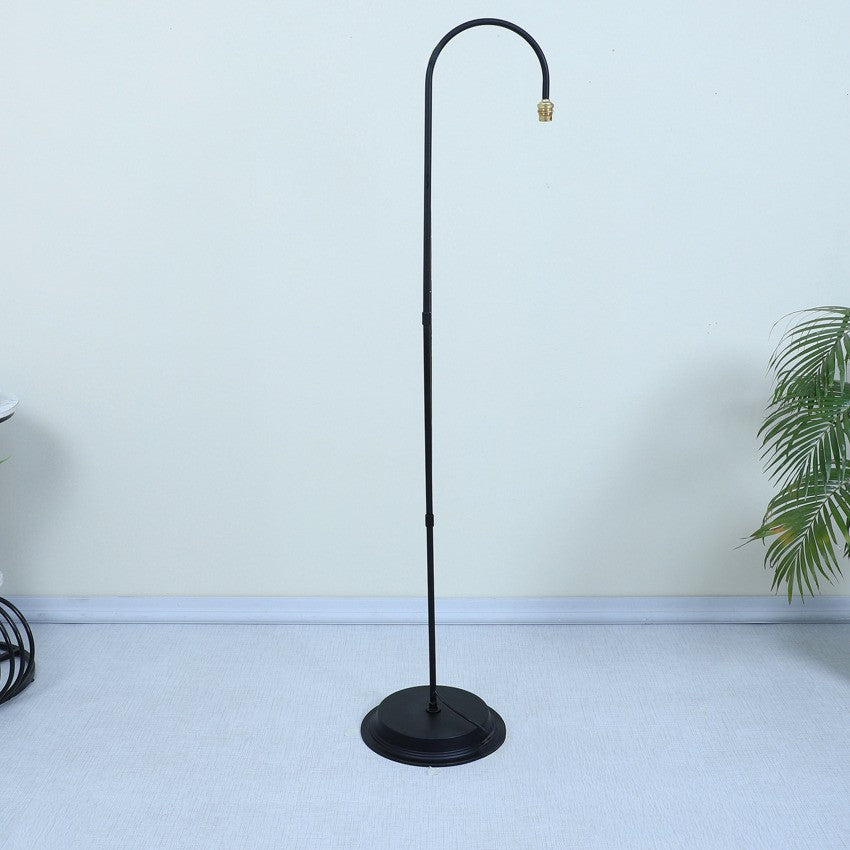 Modern Black with Cotton Shade Downlighter Design Iron Base Floor Lamps | 15 x 53 inches