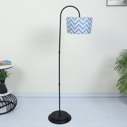 Modern Maze Print with Satin Shade Downlighter Design Iron Base Floor Lamps | 15 x 53 inches