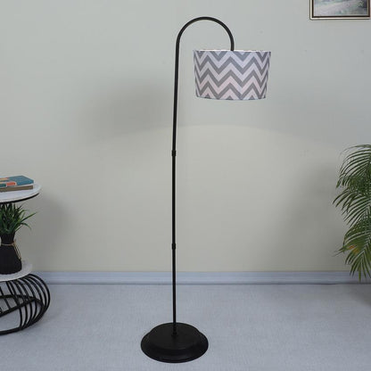 Modern Maze Print with Satin Shade Downlighter Design Iron Base Floor Lamps | 15 x 53 inches