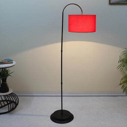 Modern Red with Cotton Shade Downlighter Design Iron Base Floor Lamps | 15 x 53 inches