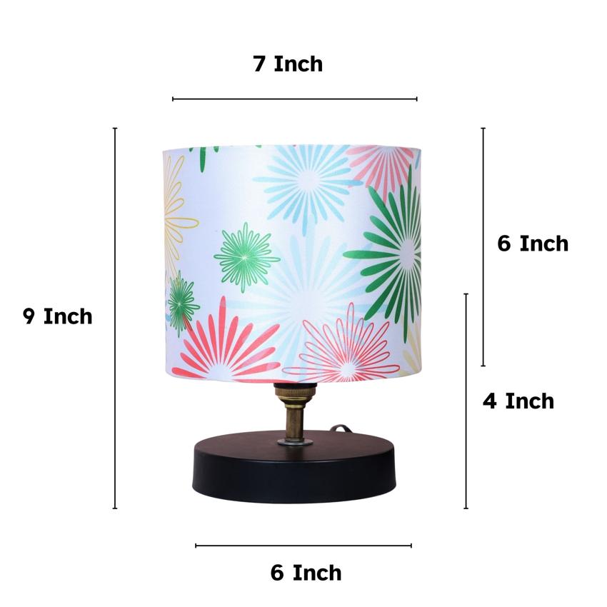 Charming Floral Print with Satin Shade Design Metal Table Lamp | 7 x 9 inches