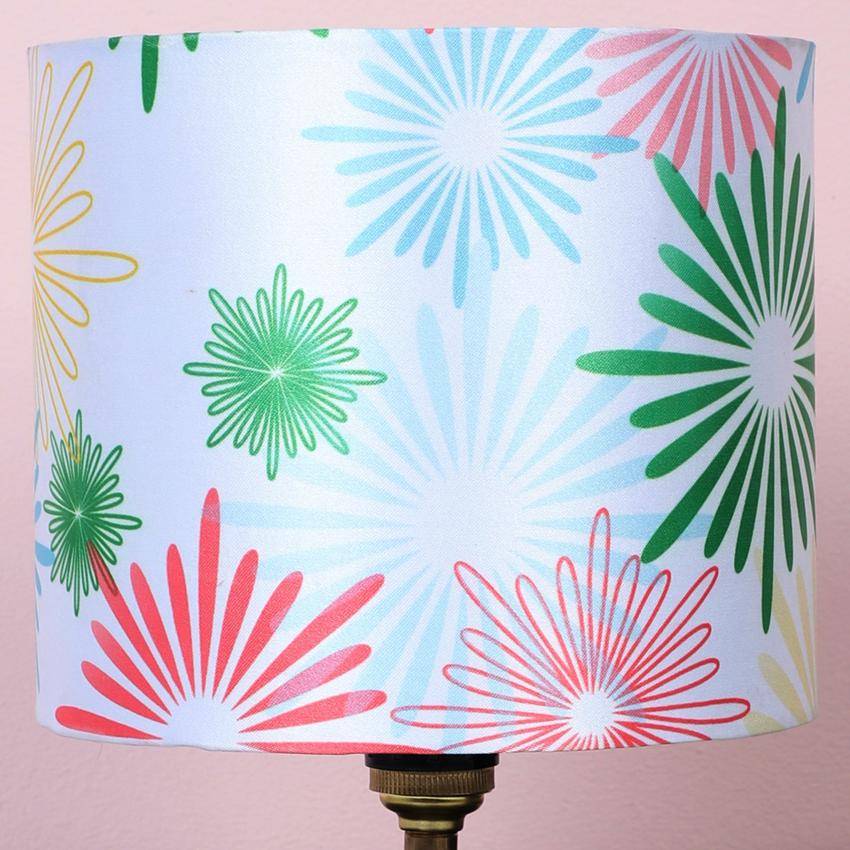 Charming Floral Print with Satin Shade Design Metal Table Lamp | 7 x 9 inches