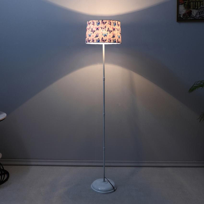 Delicate Butterfly Print with Satin Shade Design Metal Base Foldable Floor Lamp | 12 x 57 inches