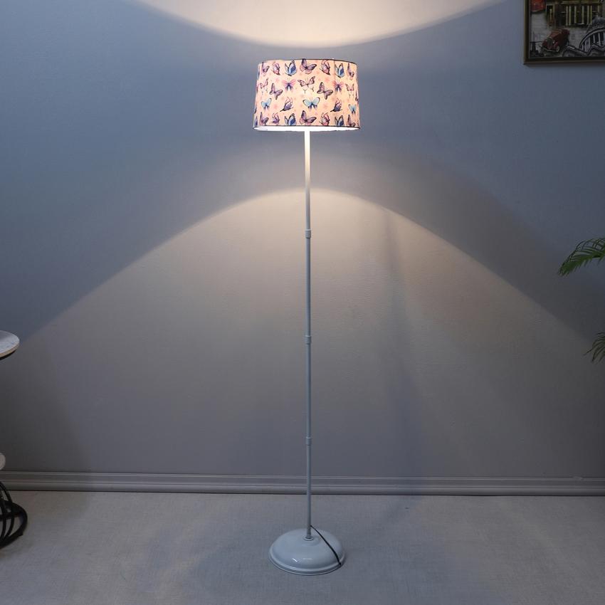 Delicate Butterfly Print with Satin Shade Design Metal Base Foldable Floor Lamp | 12 x 57 inches