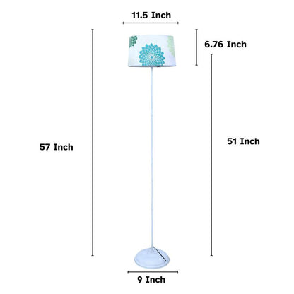 Timeless Dahlia Floral Print with Satin Shade Design Metal Base Foldable Floor Lamp | 12 x 57 inches