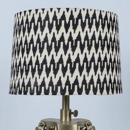 Vintage Chevron Print with Satin Shade Tripod Design Wooden Base Floor Lamps | 24 x 56 inches