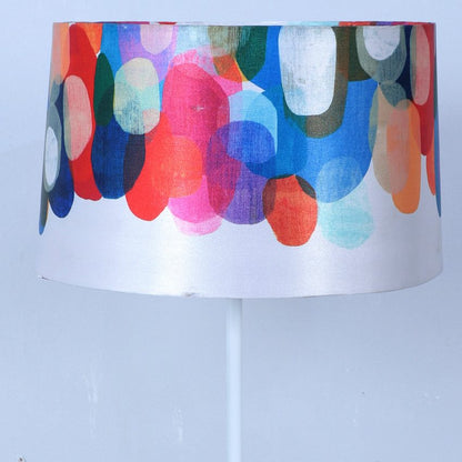 Sophisticated Abstract Print with Satin Shade Design Metal Base Foldable Floor Lamp | 12 x 57 inches
