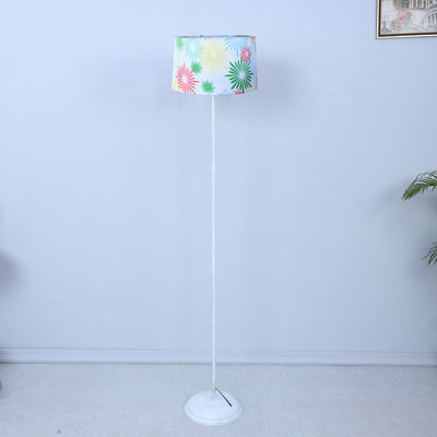 Beautiful Floral Print with Satin Shade Design Metal Base Foldable Floor Lamp | 12 x 57 inches