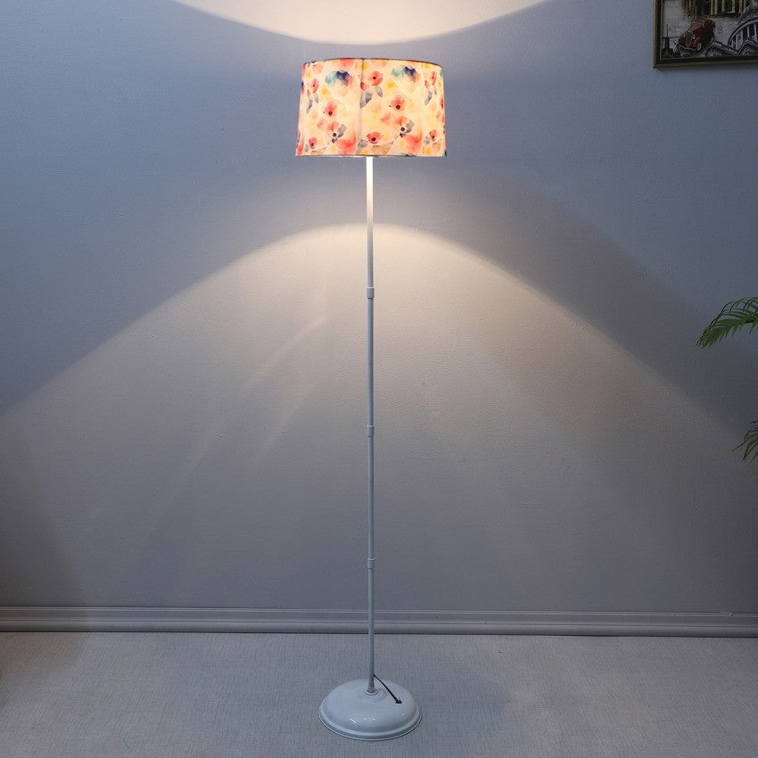 Charming Flower Print with Satin Shade Design Metal Base Foldable Floor Lamp | 12 x 57 inches