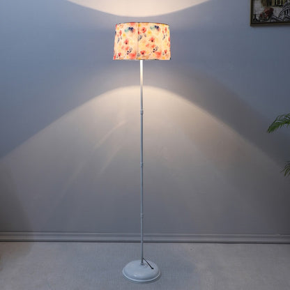 Charming Flower Print with Satin Shade Design Metal Base Foldable Floor Lamp | 12 x 57 inches