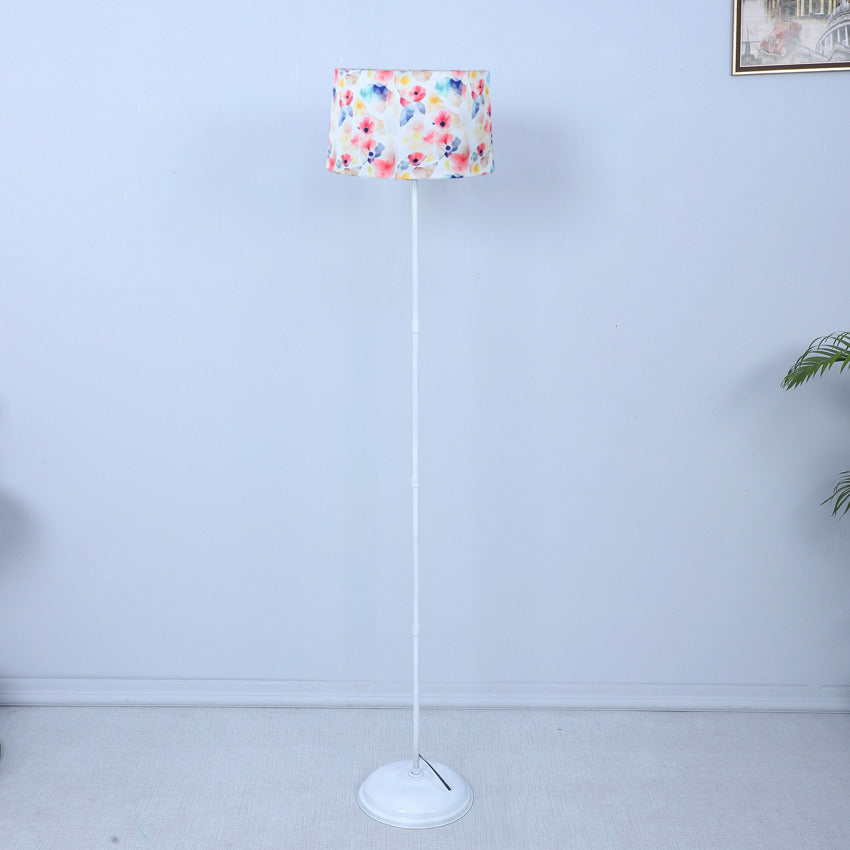 Charming Flower Print with Satin Shade Design Metal Base Foldable Floor Lamp | 12 x 57 inches