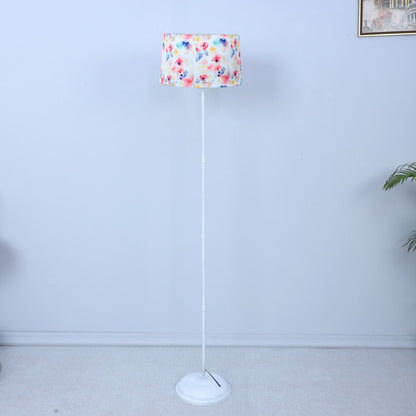 Charming Flower Print with Satin Shade Design Metal Base Foldable Floor Lamp | 12 x 57 inches