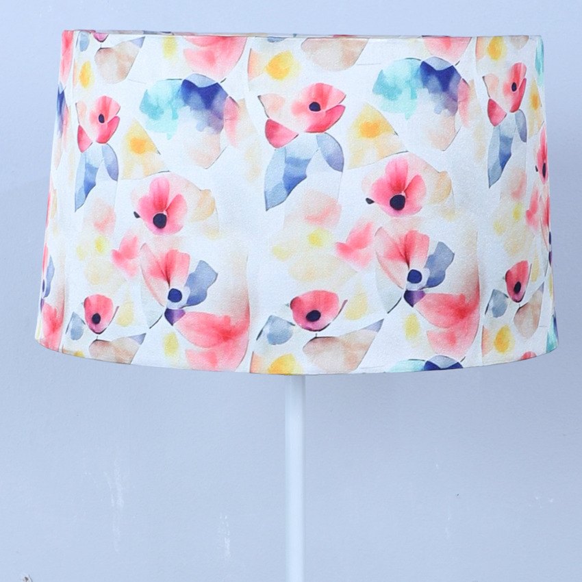 Charming Flower Print with Satin Shade Design Metal Base Foldable Floor Lamp | 12 x 57 inches