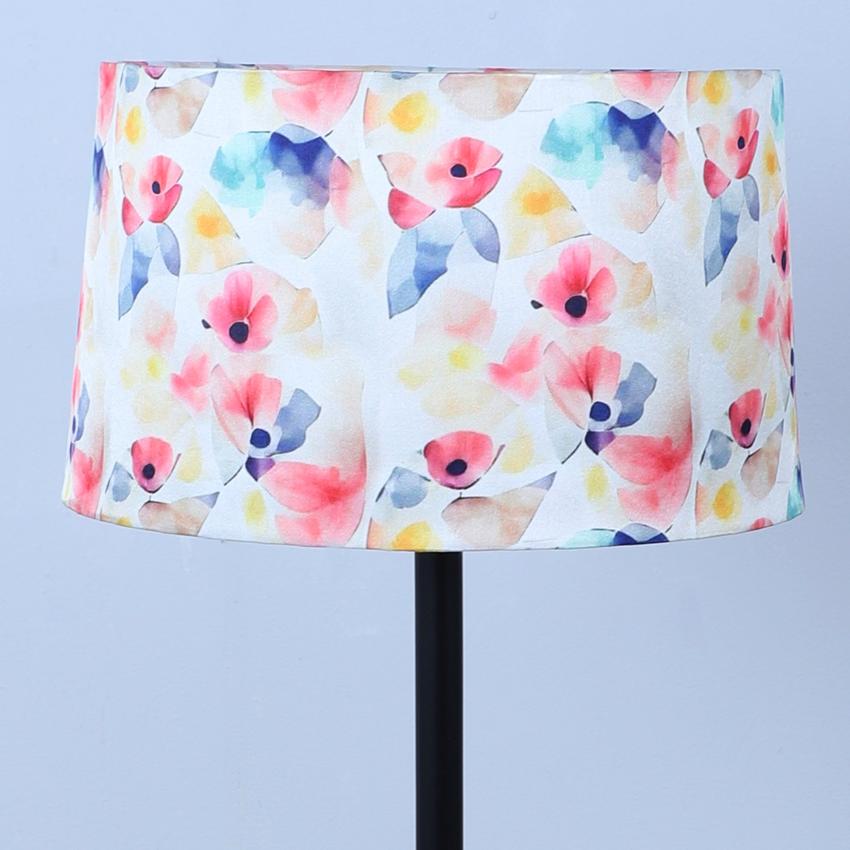 Charming Flower Print with Satin Shade Design Metal Base Foldable Floor Lamp | 12 x 51 inches